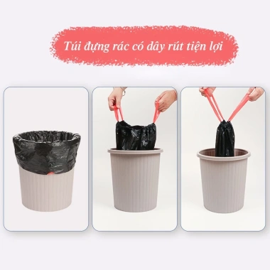 Set 5 túi đựng rác dùng một lần dây rút tiện lợi HT Shop DN296 giá ưu đãi 32.340 VND