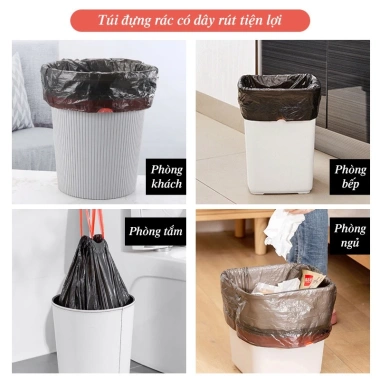 Set 5 túi đựng rác dùng một lần dây rút tiện lợi HT Shop DN296 giá ưu đãi 32.340 VND