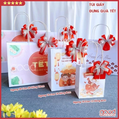 Set 5 túi giấy kraft đựng quà Tết 2.026 mẫu đẹp đủ size, gói quà biếu khách hàng, đối tác, sự kiện 16.000 VND 4