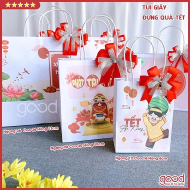 Set 5 túi giấy kraft đựng quà Tết 2.026 mẫu đẹp đủ size, gói quà biếu khách hàng, đối tác, sự kiện 16.000 VND 8