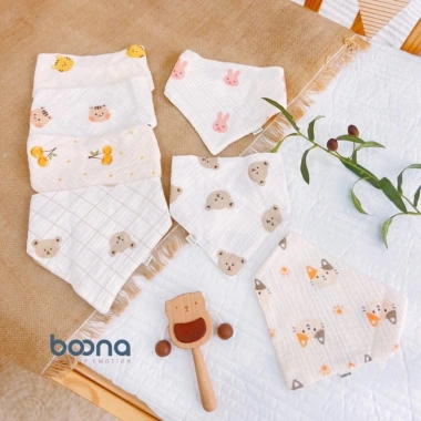 Set 5 Yếm Xô Muslin Boona 4 lớp Họa Tiết Cao Cấp Mềm Mại Đáng Yêu Giá 85.000 VND 9