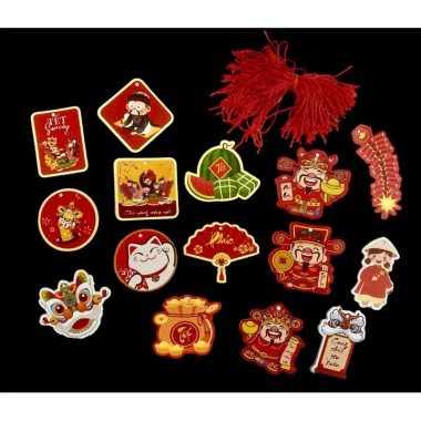 Set 50-100c Tag treo 1 mặt Tết kèm dây treo mix mẫu - Giá chỉ 15.000đ