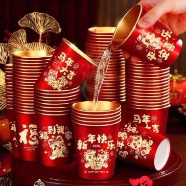 Set 50 Cốc Giấy Đỏ Tết 2.026 - Rộn Ràng Đón Xuân, Giá Chỉ 55.000 VNĐ, Giảm Đặc Biệt 9
