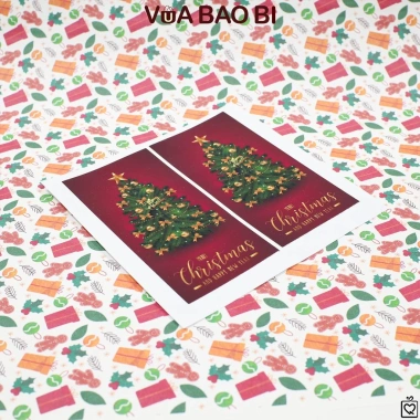 Set 50 decal dán nắp hộp Noel TE18 - Tem sticker Merry Christmas trang trí hộp quà tặng Giáng sinh