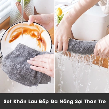 Set 50 khăn lau bếp đa năng sợi than tre - Siêu thấm hút, kháng khuẩn, 84.000 VND 3 Set 50 khăn lau bếp đa năng sợi than tre - Siêu thấm hút, kháng khuẩn, 84.000 VND 3