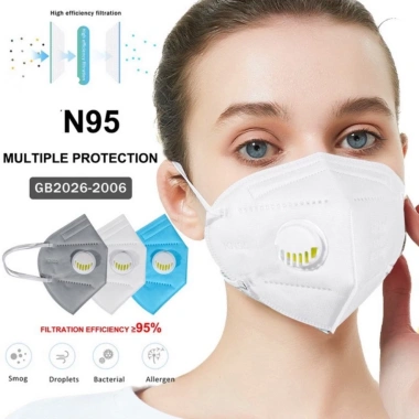 Set 50 khẩu trang N95 5 lớp van thở, chống bụi mịn PM2.5 - 169.000₫