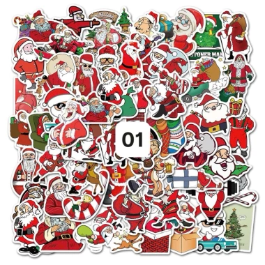 Set 50 sticker bóc dán Giáng sinh ông già Noel, cây thông, người tuyết cho bé - 29.000 VND