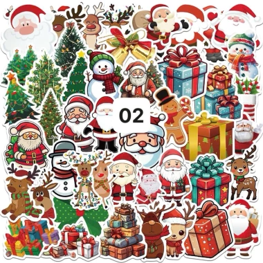 Set 50 sticker bóc dán Giáng sinh ông già Noel, cây thông, người tuyết cho bé - 29.000 VND