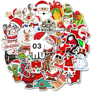 Set 50 sticker bóc dán Giáng sinh ông già Noel, cây thông, người tuyết cho bé - 29.000 VND