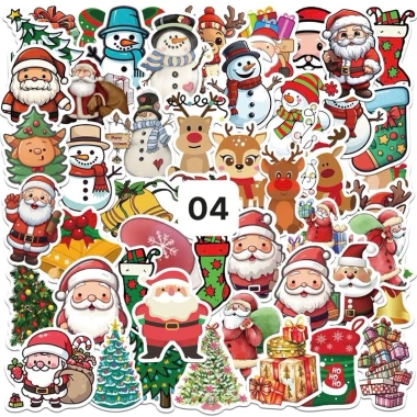Set 50 sticker bóc dán Giáng sinh ông già Noel, cây thông, người tuyết cho bé - 29.000 VND