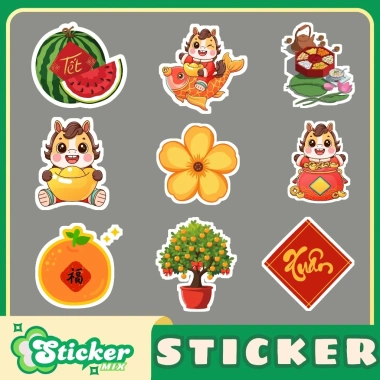 Set 50 sticker Tết Bính Ngọ 2.026, trang trí nhà, bao lì xì - Giá 19.000 VND