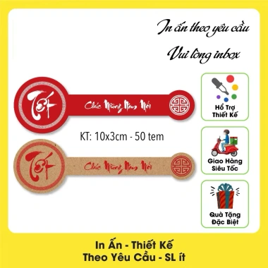 Set 50 Tem Tết - Tem Dán Niêm Phong, Hộp Quà Tết, Giá chỉ 29.000đ, Tiết kiệm ngay