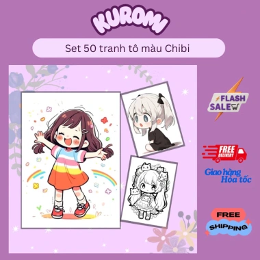 Set 50 tranh tô màu Chibi đa chủ đề cho bé trai, bé gái - Giá chỉ 25.000đ
