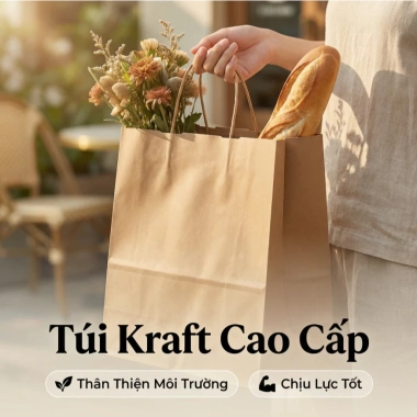 Set 50 Túi Giấy Kraft Nhật Bản Có Quai Đựng Quà & Thực Phẩm, Đa Kích Thước 4