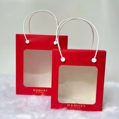 Set 50 Túi Hộp Giấy Mặt Kính Mica Quai Nhựa Chắc Chắn Bền Đẹp - Tết Valentine Sinh Nhật 110k