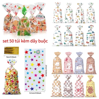 Set 50 túi quà tặng & bánh kẹo dây kẽm buộc - Chỉ 35.000đ, chất bền, đẹp