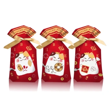 Set 50 túi rút nơ đựng bánh kẹo 200-300g - Giá ưu đãi 105.000₫, bảo quản tươi ngon