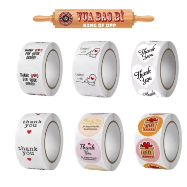 Set 500 nhãn dán Thank You Noel hình tròn hoạ tiết trái tim - Thiệp cảm ơn - VUA BAO BÌ giá ưu đãi 18.990 VND