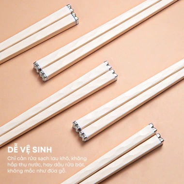 Set 5/10 Đũa Ăn Cơm Trắng Bạc Hợp Kim KOOBEE - Kháng Khuẩn, Chống Trơn, Chịu Nhiệt Cao, Giá Ưu Đãi 75.000₫