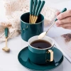 Sét 5/10 Thìa Dĩa Mạ Vàng Cán Sứ Xanh Dài 15cm - Tiện Lợi Cho Trái Cây & Cà Phê 8
