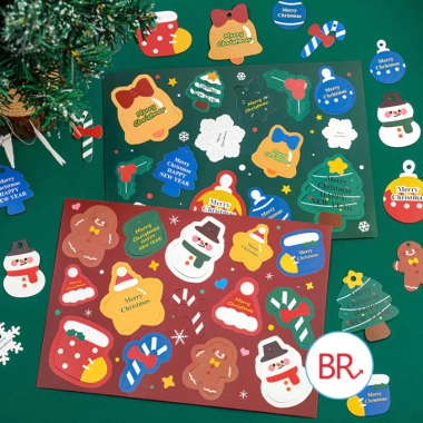 Set 5/3 Sticker Giấy Noel + Dây Treo - Miếng Dán Đáng Yêu Trang Trí Hộp Quà, Cây Thông Quán Cafe - Giá 15.000 VND