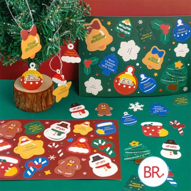 Set 5/3 Sticker Giấy Noel + Dây Treo - Miếng Dán Đáng Yêu Trang Trí Hộp Quà, Cây Thông Quán Cafe - Giá 15.000 VND