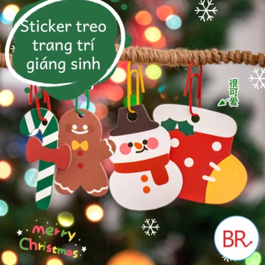 Set 5/3 Sticker Giấy Noel + Dây Treo - Miếng Dán Đáng Yêu Trang Trí Hộp Quà, Cây Thông Quán Cafe - Giá 15.000 VND
