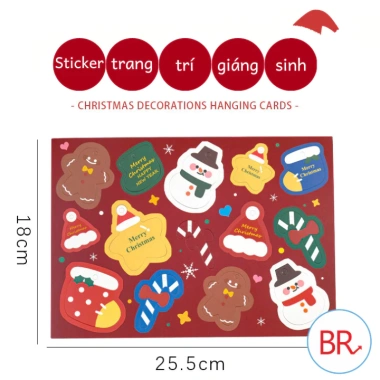 Set 5/3 Sticker Giấy Noel + Dây Treo - Miếng Dán Đáng Yêu Trang Trí Hộp Quà, Cây Thông Quán Cafe - Giá 15.000 VND