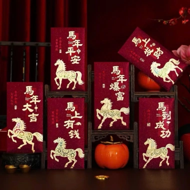 Set 6 Bao Lì Xì Mã Đáo Thành Công 2.026 - Nhũ Vàng Giấy Đỏ Kim Tuyến, Giá 19.900 VND 3