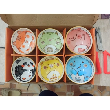 Set 6 bát sứ ăn cơm hình thú cao cấp + 6 đôi đũa - Giá ưu đãi 73.000₫ 7