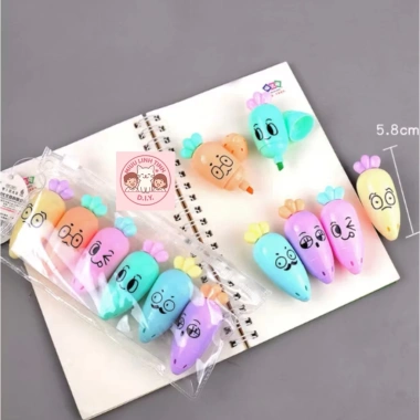 Set 6 Bút Dạ Quang Highlight Hình Cà Rốt Dễ Thương - Độ Bám Cao, Nhan Sắc Sắc, Giá 38.500₫ (Giảm từ 46.970₫) 5