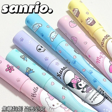 Set 6 bút dạ quang Kuromi Melody Cinnamoroll Kitty Pompurin Pochacco dễ thương giá 31.000đ
