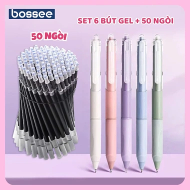 Set 6 Bút Gel Pastel và 50 Ngòi Thay Thế Mực Đen Viết Trơn Tru Giá 49.000 VND