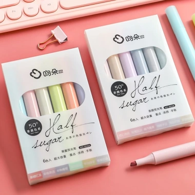 Set 6 bút Half Sugar Heremi pastel - Bút học tập đa sắc, giá ưu đãi 35.000đ