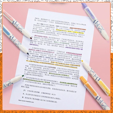 Set 6 bút highlight dạ quang TacoTaco HI10 dạng bấm, màu dịu mắt, không nắp - 88.000 VND 6