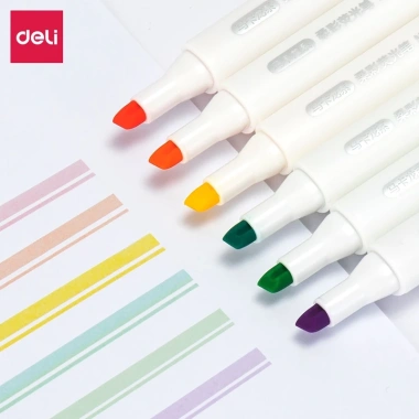 Set 6 Bút Highlight Màu Pastel Retro Đầu Vát Thân Tròn - Ghi Chú Xinh Xắn, Tiện Lợi, Giá Chỉ 14.000₫