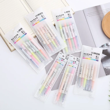 Set 6 Bút Highlight Pastel Dạ Quang 2 Đầu - Bút Đánh Dấu Cute BEYOU Giá 26.640₫
