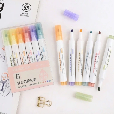 Set 6 bút highlight pastel dạ quang cute - Ghi nhớ dễ dàng, giá chỉ 34.500đ