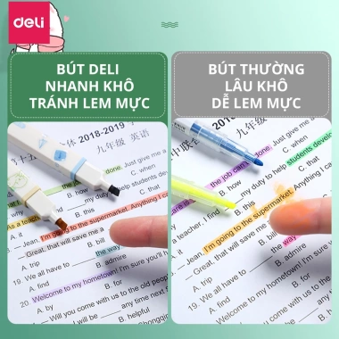 Set 6 Bút Highlight Pastel Dạ Quang và Sticker Trang Trí, Học Sinh Văn Phòng 49k