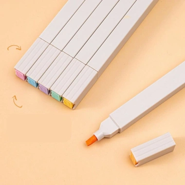 Set 6 bút highlight pastel đầu dạ quang, thân vuông Light Color, giá 26.400đ