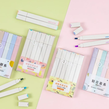 Set 6 bút highlight pastel đầu thân vuông, dạ quang – Giá chỉ 27.600đ, màu nhẹ nhàng, viết sáng rõ