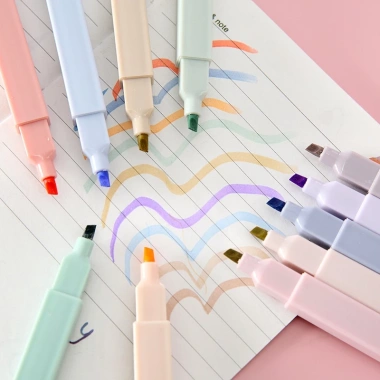 Set 6 bút highlight pastel Morandi cao cấp Hàn Quốc - siêu nhiều mực, màu đa dạng, giá 10.000đ