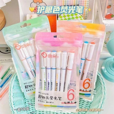Set 6 bút highlighter pastel WD-757 - màu pastel, giá 45.000 VNĐ taphoagaunho 5
