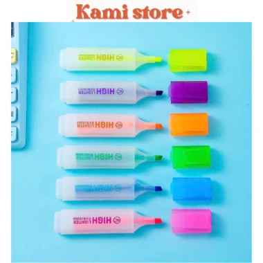 Set 6 Bút Nhớ Highlight Dupe Deli Dạ Quang – Màu Pastel Tươi Sáng, VPP Kami