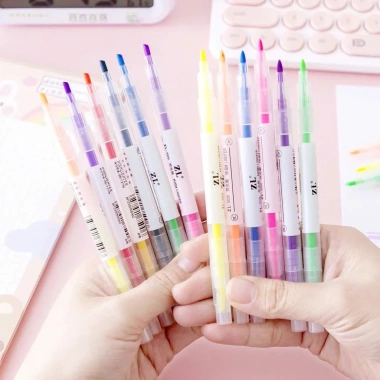 Set 6 Bút Nhớ Highlight Pastel Dạ Quang 2 Đầu - Nhiều màu, tiện lợi, giá ưu đãi 15.000 VND