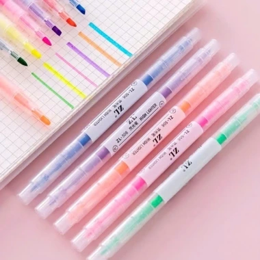 Set 6 Bút Nhớ Highlight Pastel Dạ Quang 2 Đầu - Nhiều màu, tiện lợi, giá ưu đãi 15.000 VND