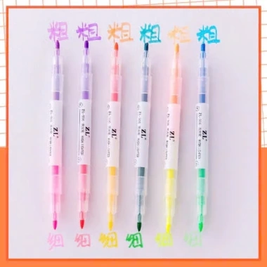 Set 6 Bút Nhớ Highlight Pastel Dạ Quang 2 Đầu - Nhiều màu, tiện lợi, giá ưu đãi 15.000 VND