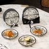 Set 6 đĩa sứ MUEN STYLE - Đĩa ăn bánh kẹo hoa quả, lót & kê, giảm giá 435k