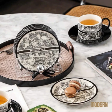 Set 6 đĩa sứ MUEN STYLE - Đĩa ăn bánh kẹo hoa quả, lót & kê, giảm giá 435k
