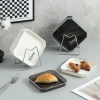 Set 6 Đĩa Vuông Nhựa Smile kèm Giá Đỡ - Đựng Đồ Ăn Vặt, Hoa Quả, Trang Trí Bàn Ăn